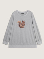 Supersoft Squirrel Embroidered Sweatshirt