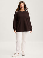 Waffle Spliced Floral Lace Sweatshirt