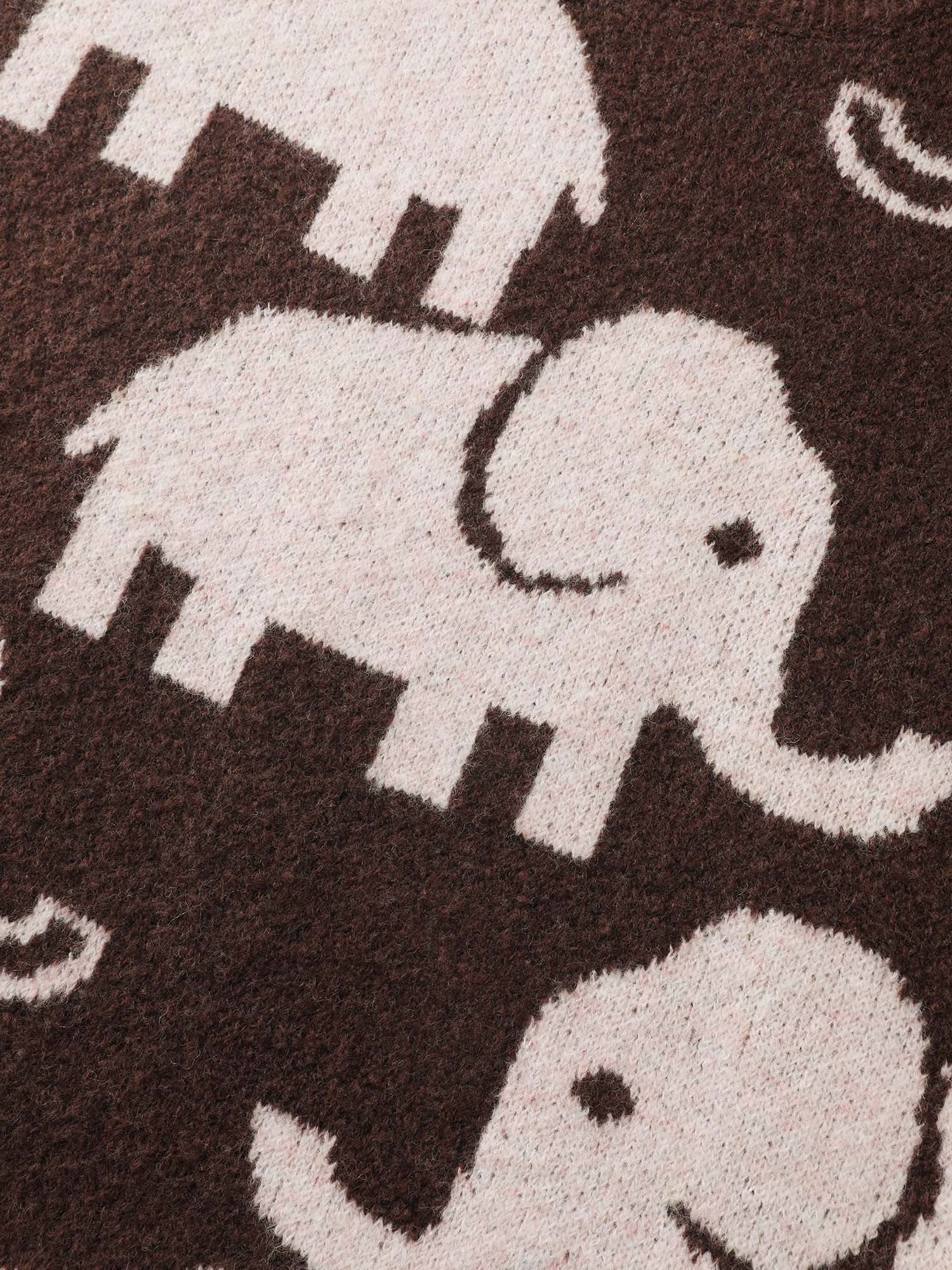 Elephant Pattern Jacquard Pullover
