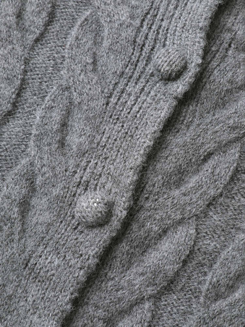 Cable Knit Round Neck Button Knit Cardigan