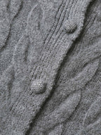 Cable Knit Round Neck Button Knit Cardigan