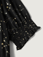 Shimmery Star Print Stretchy-Waist Midi Dress