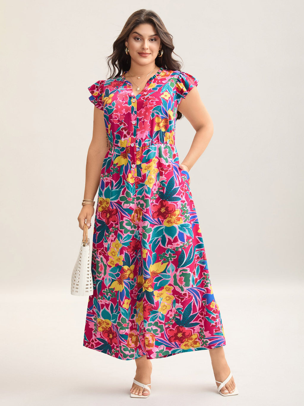 Sunkissed Floral Print Button Wide-Leg Jumpsuit