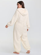 Fleece Half Zipper Hooded Sleep Jumpsuit