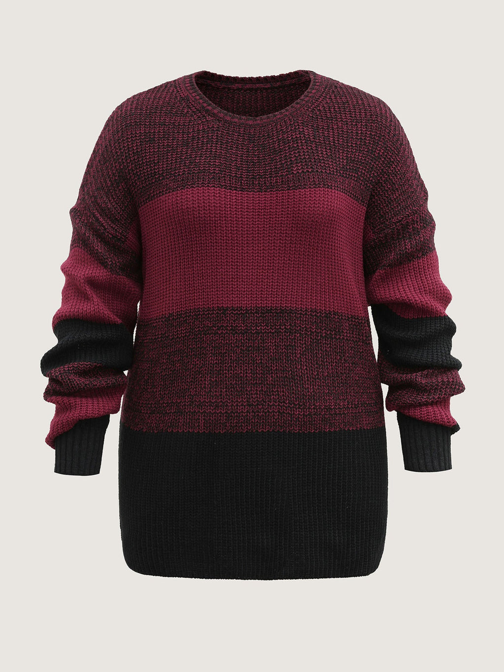 Color Block Yarn Blend Pullover