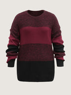 Color Block Yarn Blend Pullover