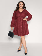 Shimmery Sequin V-Neck Knee Dress