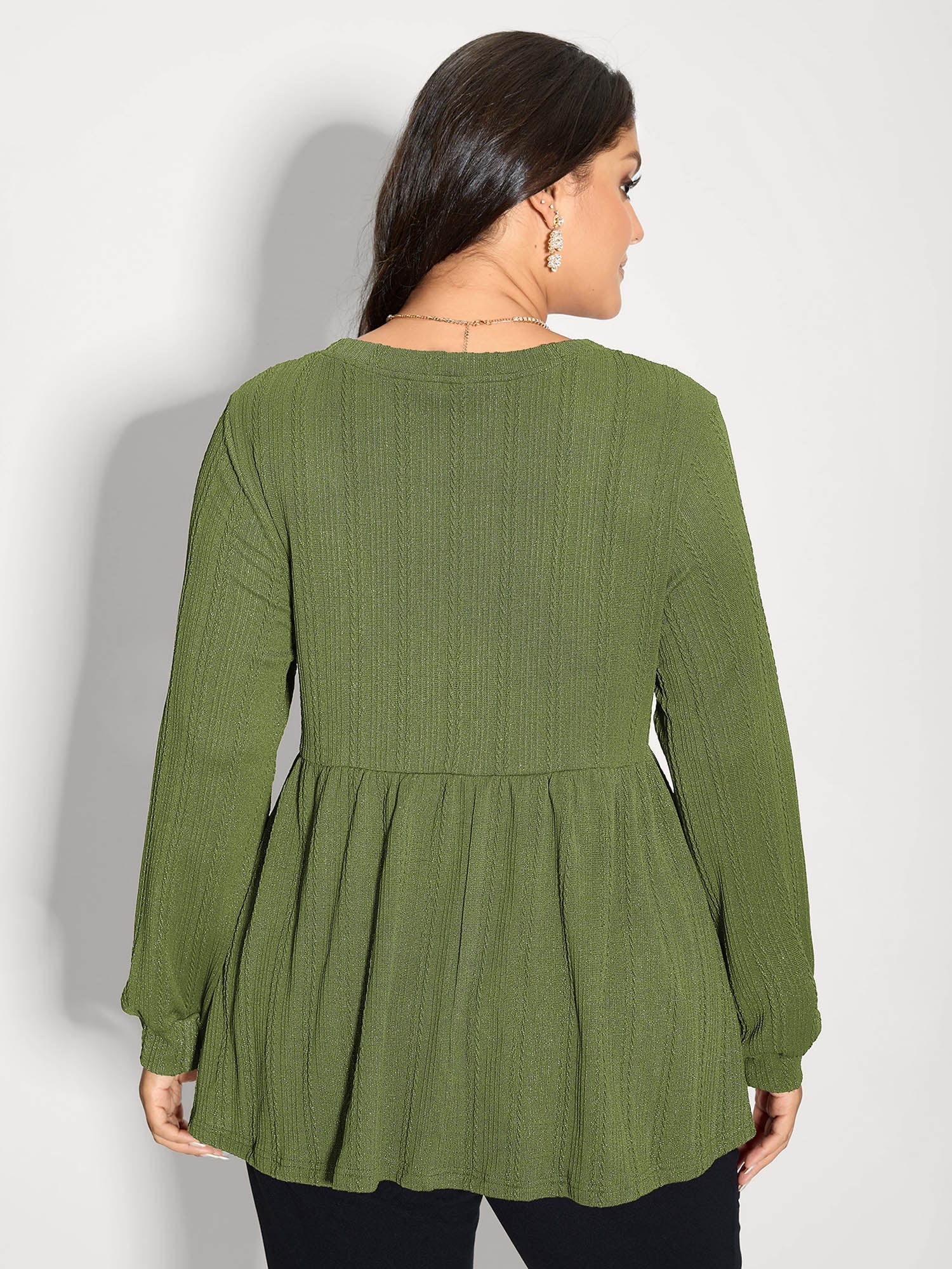 Textured Stretchy Flared Knit Top