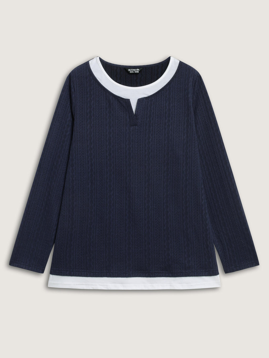 Textured Spliced Round Neck Solid T-Shirt