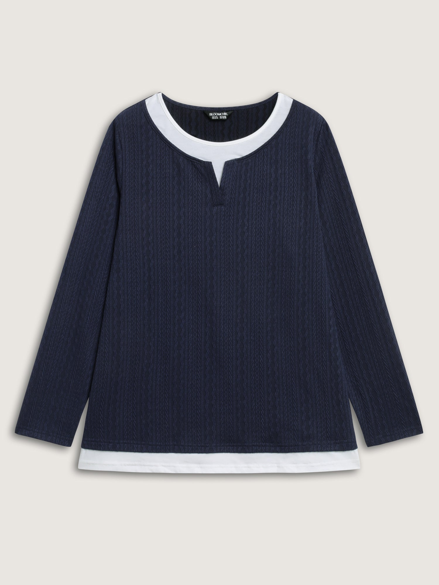 Textured Spliced Round Neck Solid T-Shirt