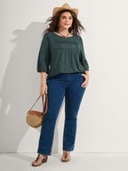 Cotton Lace Spliced Plain Knit Top
