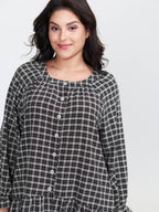 Gingham Ruffled Hem Loungewear Set