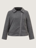 Textured Pockets Crossover Zipper Jacket