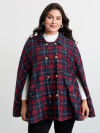 Holiday Plaid Double Button Hoodie Jacket
