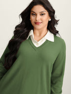 Supersoft 2-in-1 Polo Collar Color Contrast Pullover