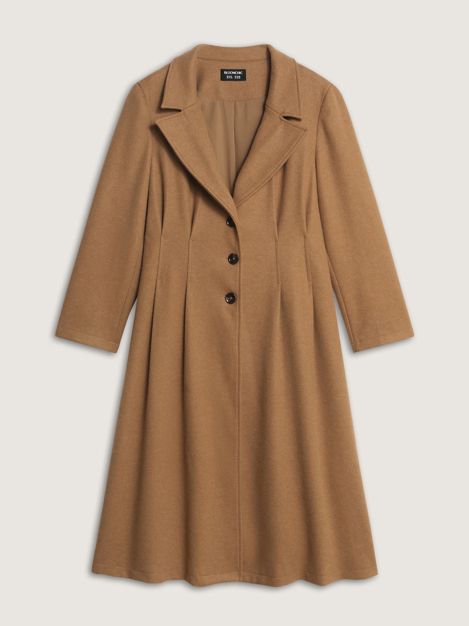 Button Front Pleated Plain Coat
