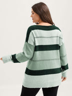 Striped Print Color Contrast Pullover