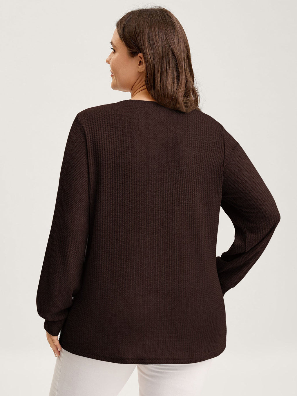 Waffle Spliced Floral Lace Sweatshirt