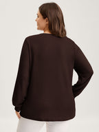 Waffle Spliced Floral Lace Sweatshirt