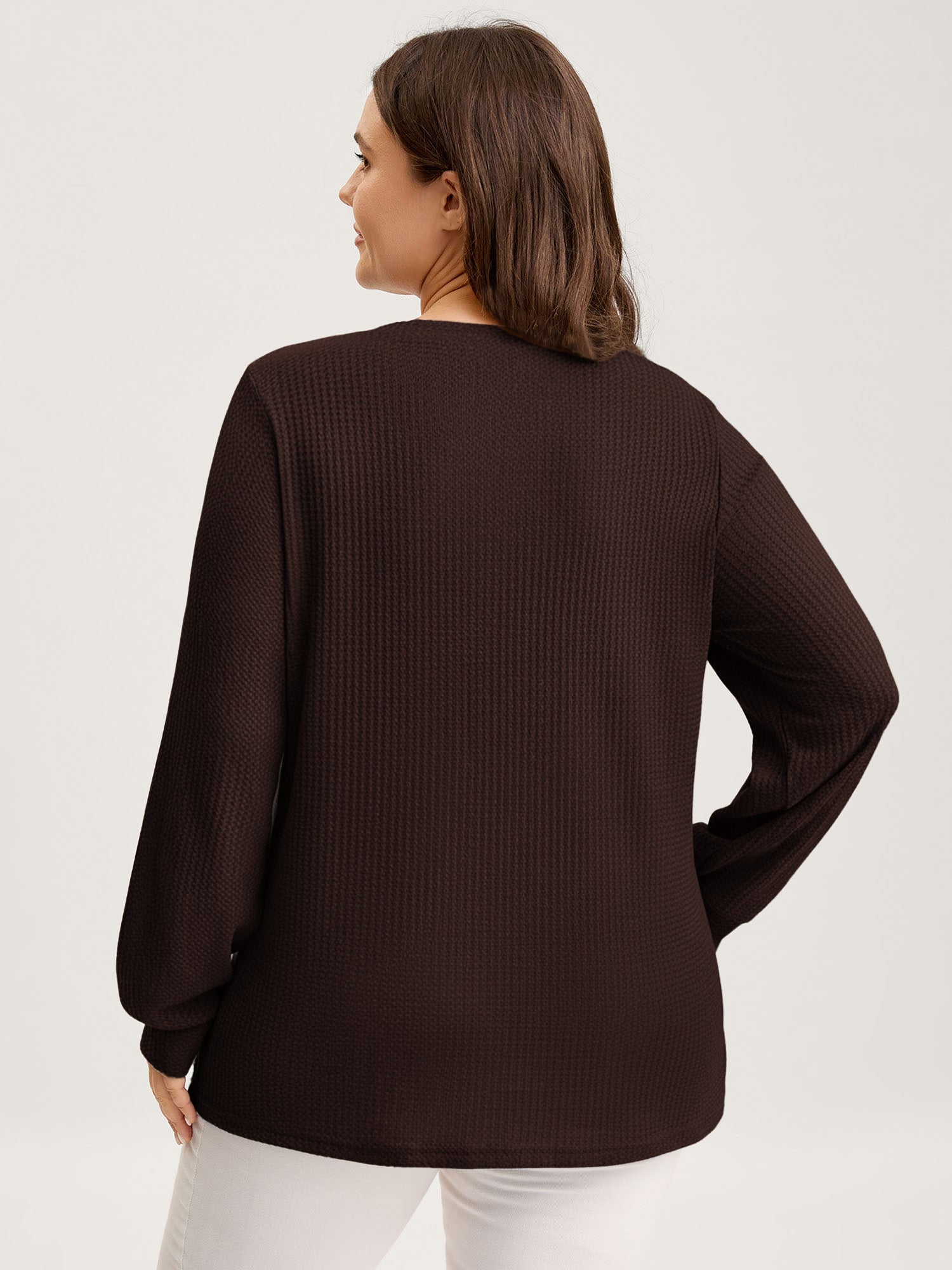 Waffle Spliced Floral Lace Sweatshirt