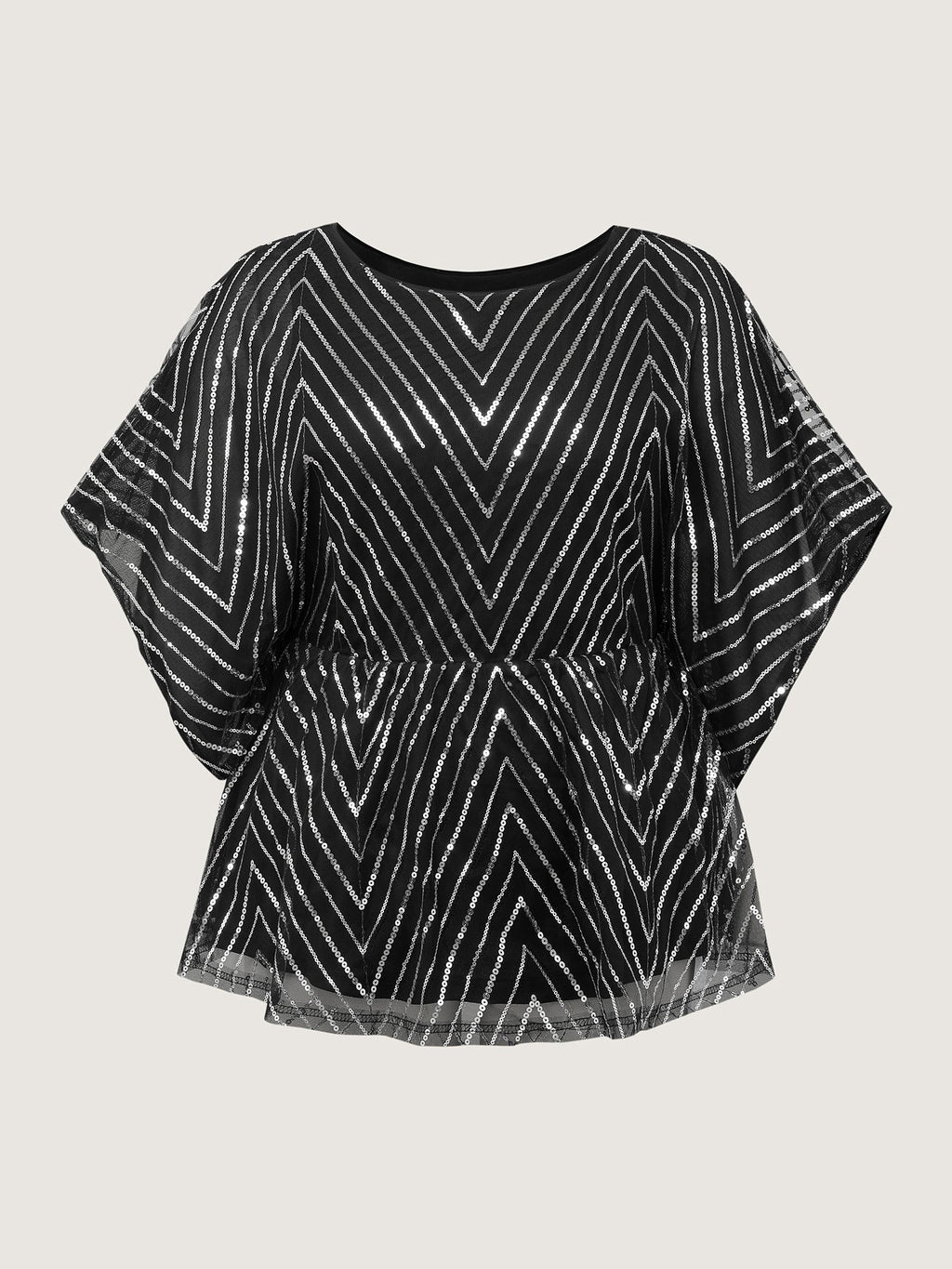 Zigzag Sequin Stretchy Waist Blouse