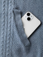 Cable Knit Curvy Hem Hooded Pullover