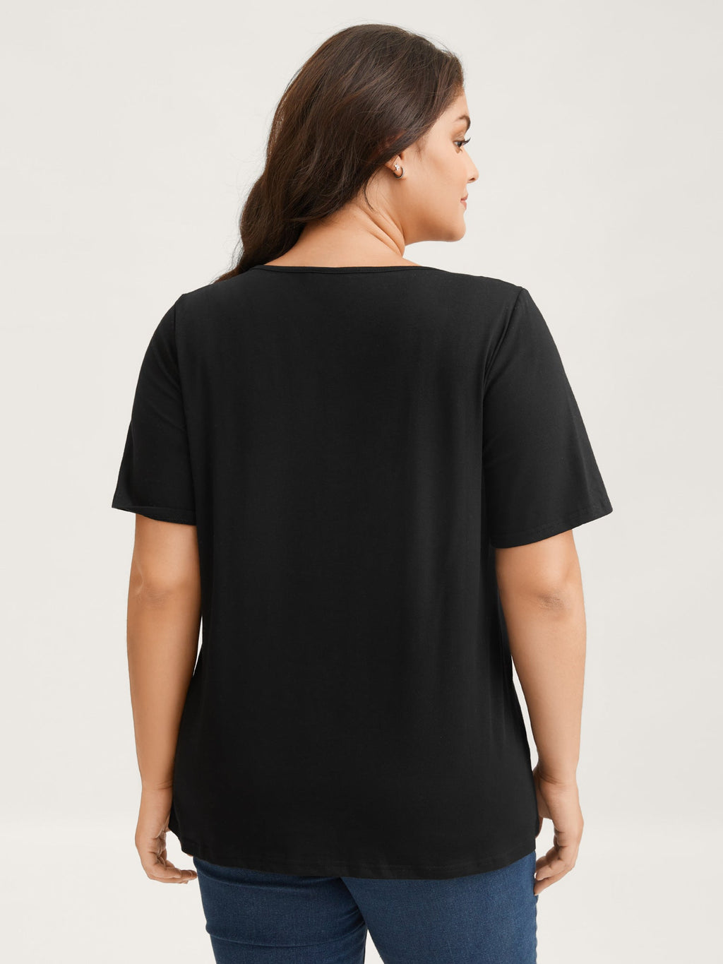 Cotton V Neck Plain Basic T-shirt