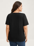 Cotton V Neck Plain Basic T-shirt