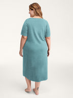 Happy Cat Print Stretchy Contrast Sleep Dress