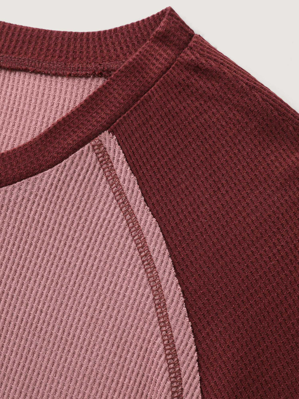 Color Contrast Waffle Knit T-Shirt