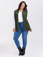 Cable Zipper Sleeveless Knit Cardigan