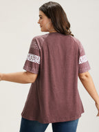 Ditsy Floral Colorblock Contrast Raglan Sleeve T-shirt