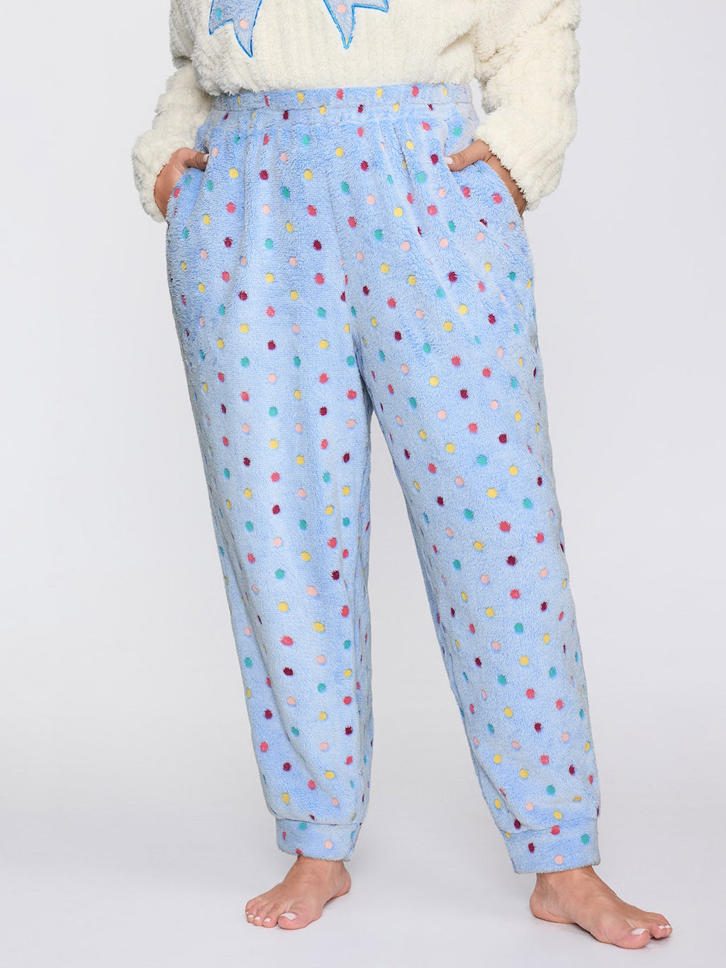 Fluffy Textured Polka Dots Lounge Bottoms