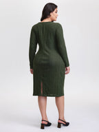 Pit Strip Tie-Knot Slit Sheath Midi Dress