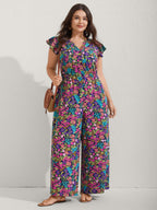 Sunkissed Floral Print Button Wide-Leg Jumpsuit