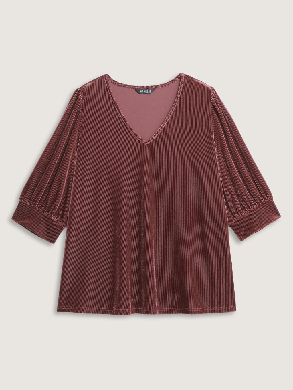 Velvet Textured Drape V-Neck Top