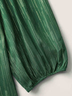 Gold Stamp Sheer Collar-Tie Blouse