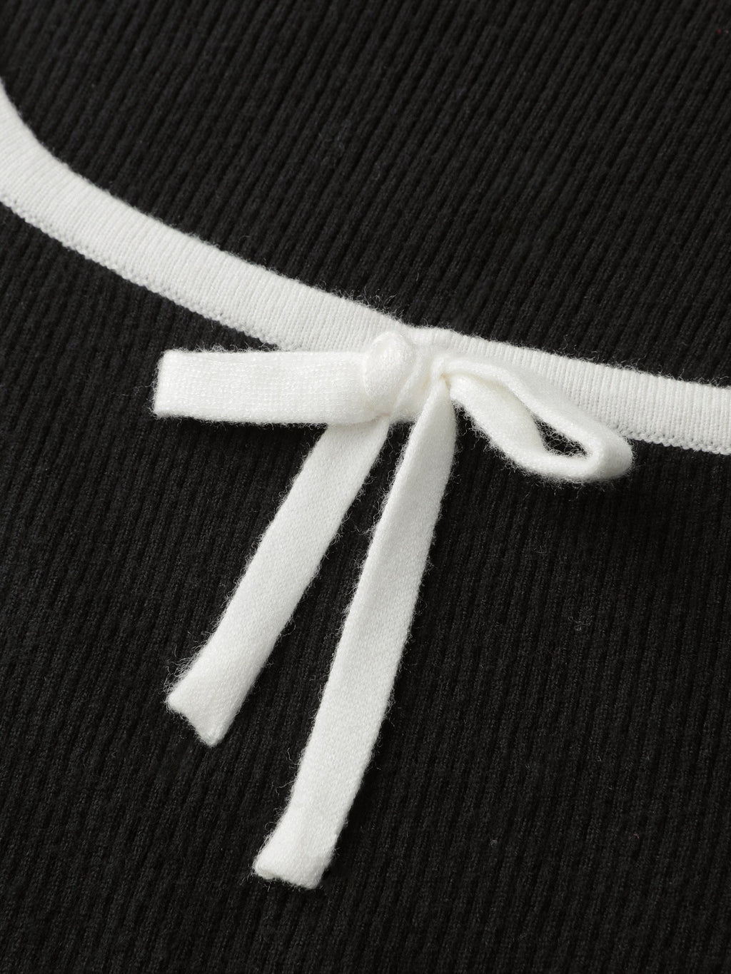 Square Neck Bowknot Fitted Pullover