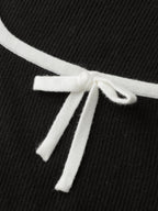 Square Neck Bowknot Fitted Pullover