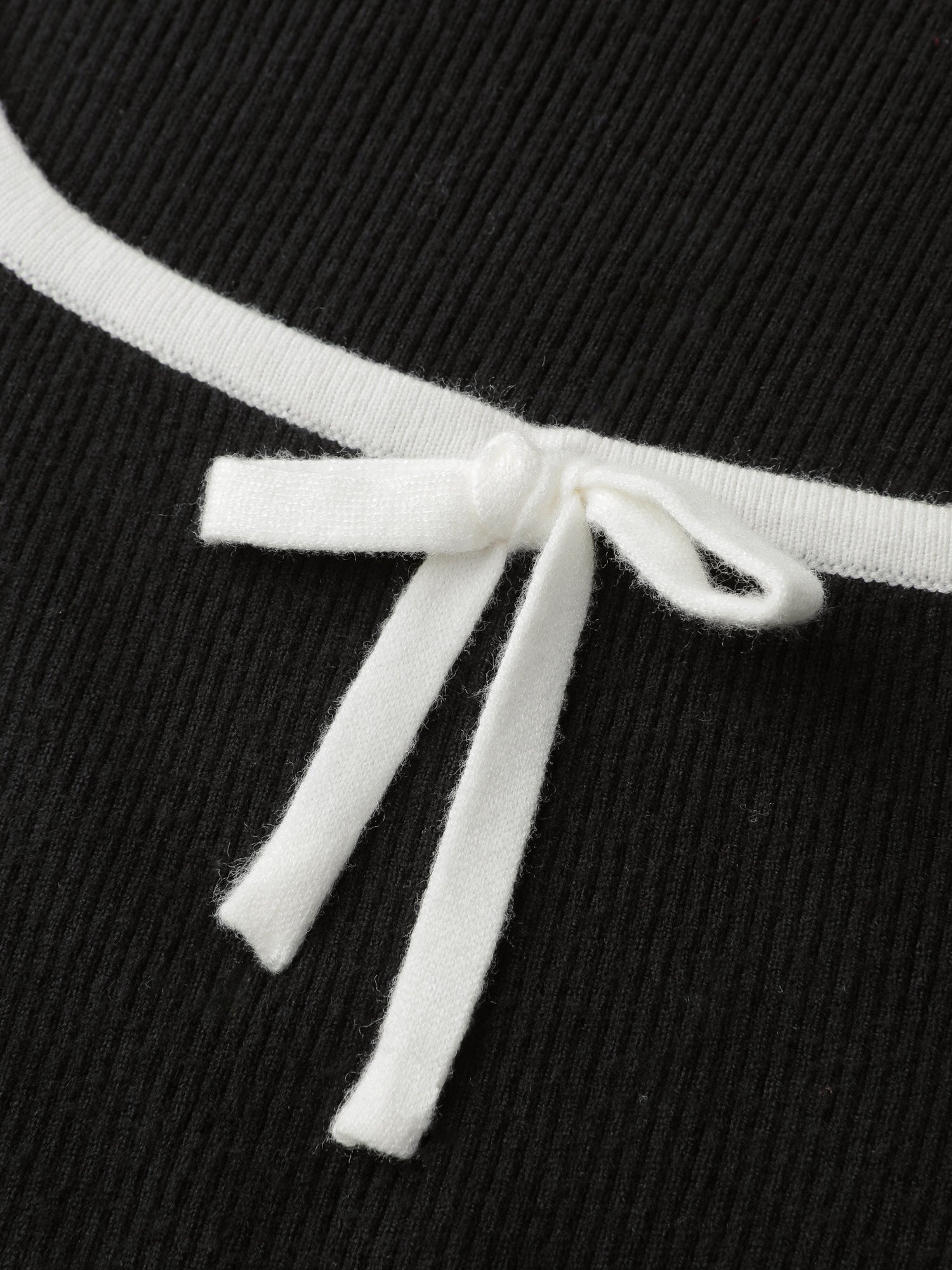 Square Neck Bowknot Fitted Pullover