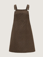 Corduroy Polka-Dot Pocketed Overall Dress