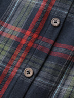 Plaid Button Detail Pocket Belted Arc Hem Dress