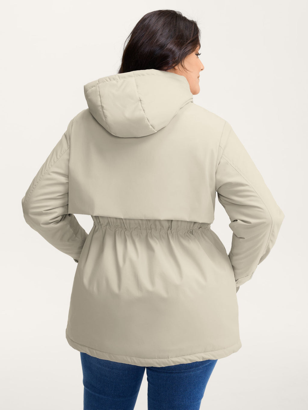 Hooded Drawstring Waist Quilted Jacket