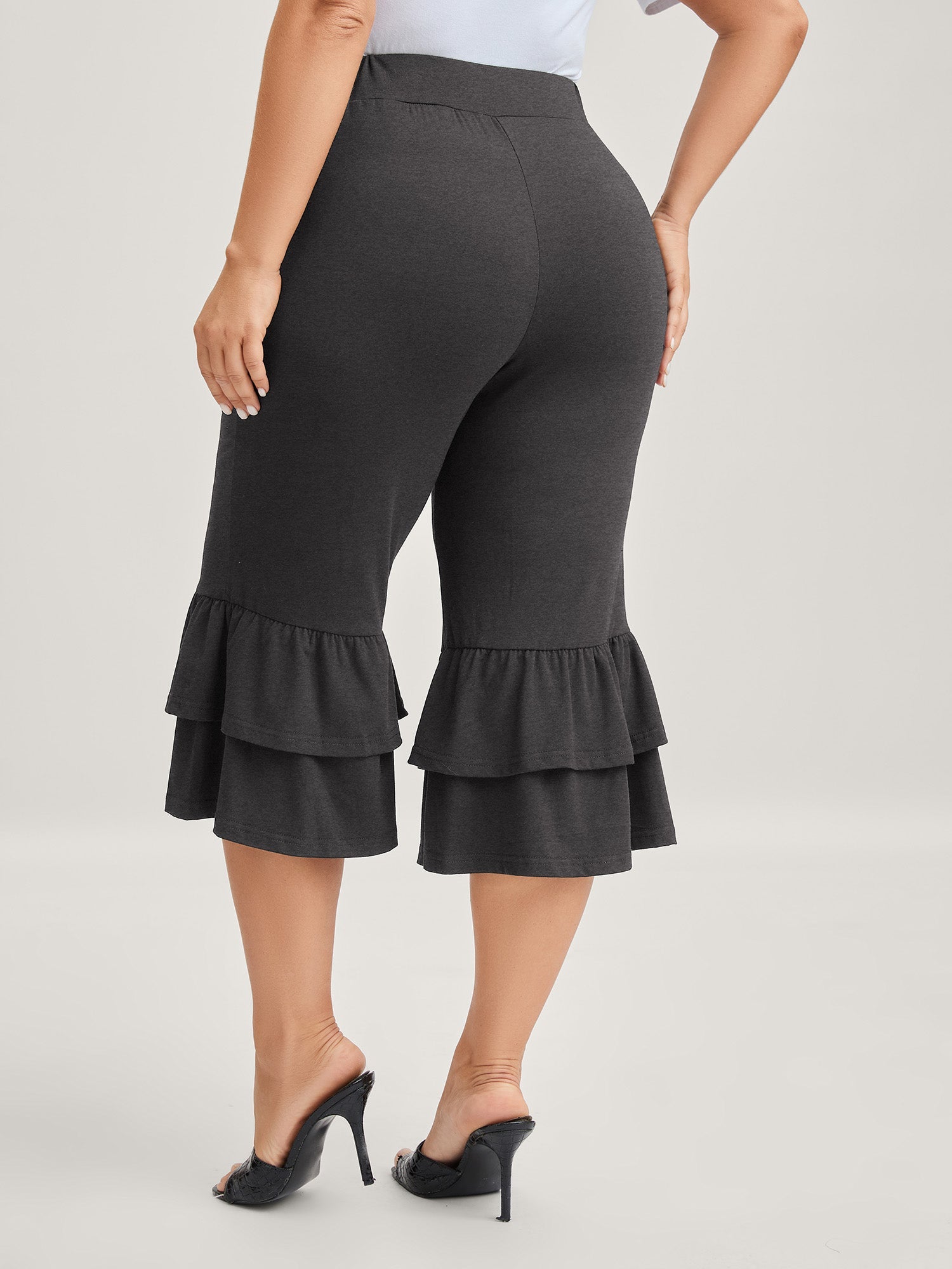 Layered Ruffled Flare Hem Pants