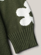 Floral Patch Jacquard Cinched Waist Pullover