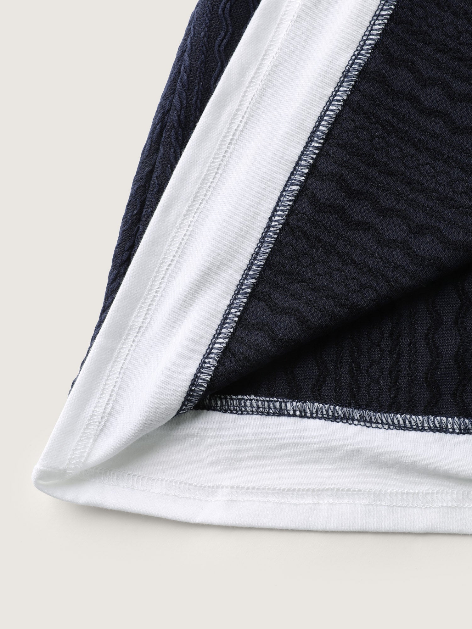 Textured Spliced Round Neck Solid T-Shirt