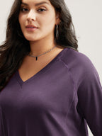 Plain Textured Stitch Raglan Sleeve Sweatshirt