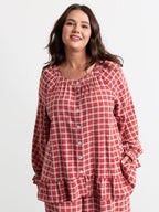 Gingham Ruffled Hem Loungewear Set