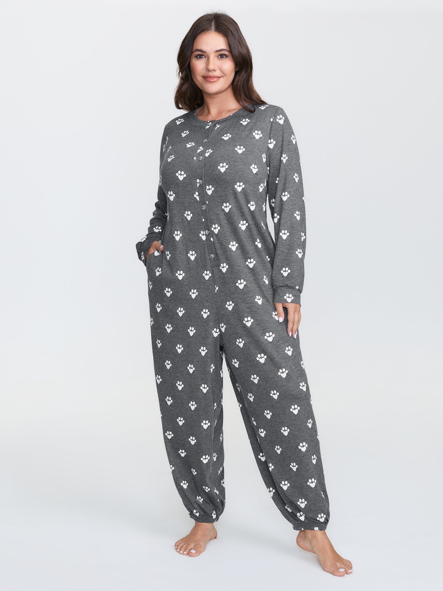 Paw Print Button Lounge Onesie