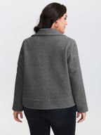 Textured Pockets Crossover Zipper Jacket